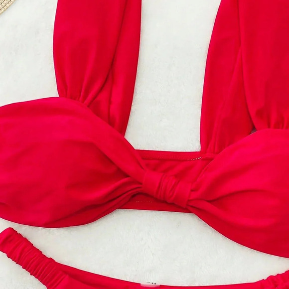 Red Sexy Women's 2 piece Bikini Set cruise swim beach vacation - Picture 6 of 8